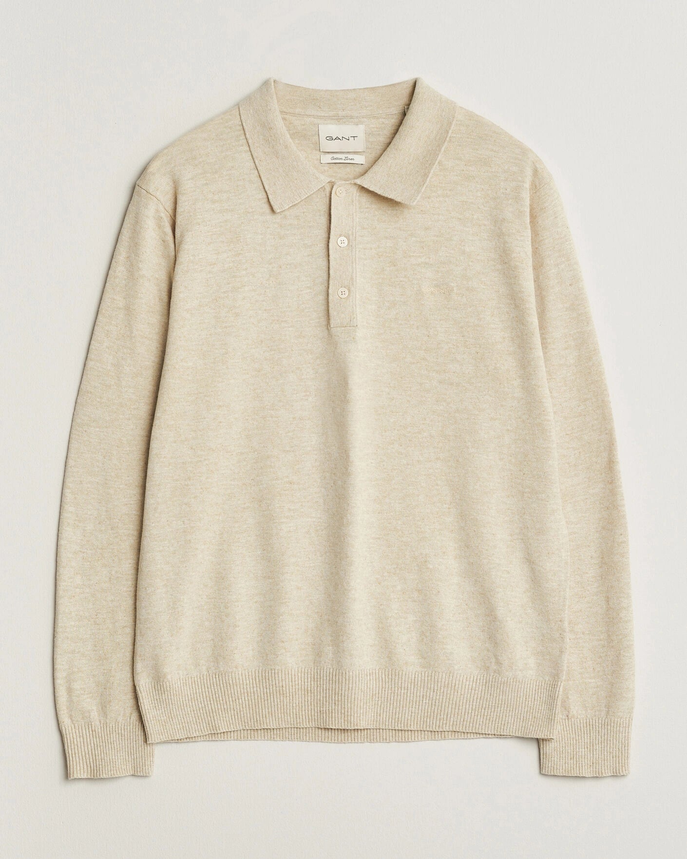 Slub Cotton Blend Polo Sweater