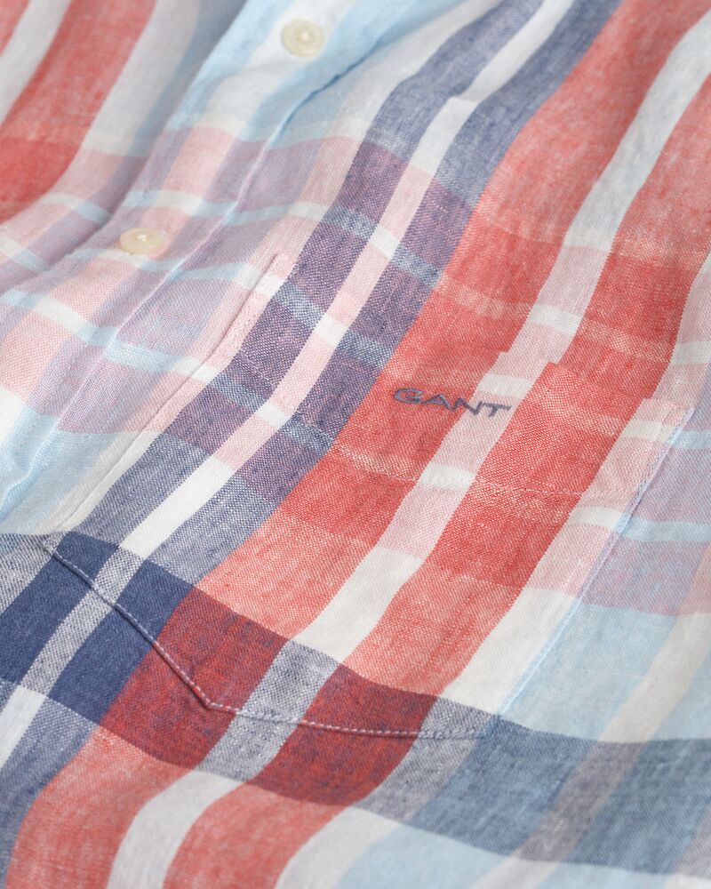 REG LINEN MADRAS SS SHIRT Red / S