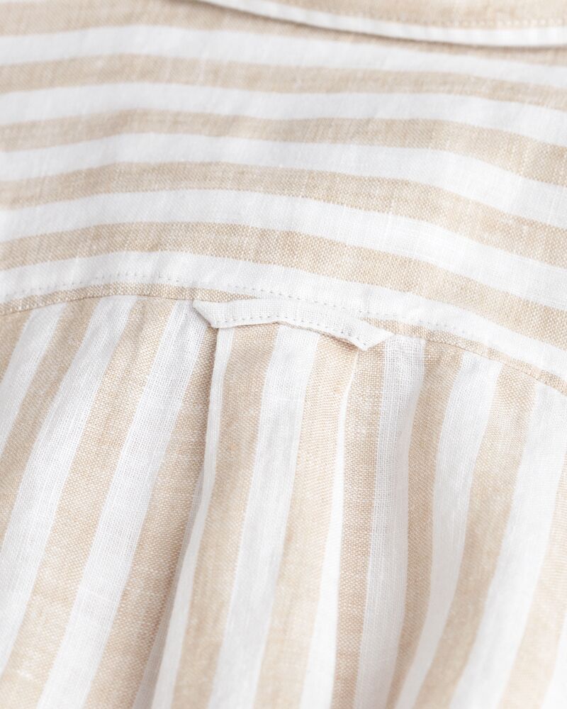 REL STRIPED LINEN SHIRT Brown / 32