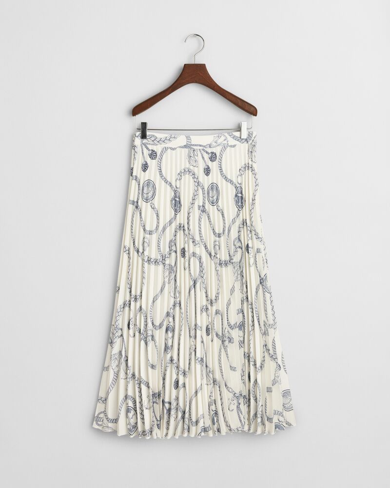 SAILING PRINT PLEATED SKIRT Beige / 32