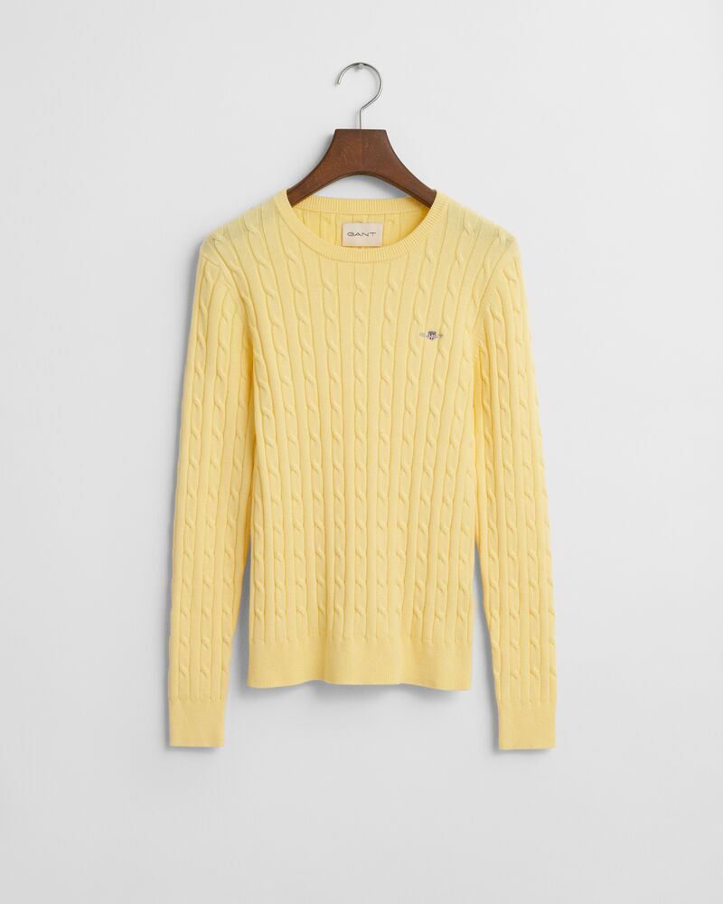 Stretch Cotton Cable Knit Crew Neck Sweater – Gant UAE