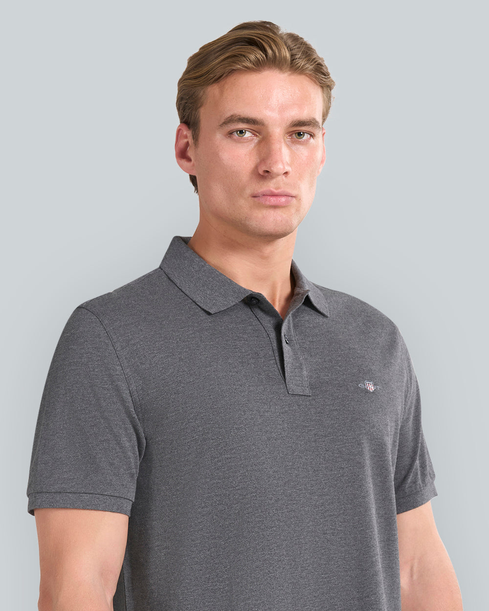Regular Fit Shield Piqué Polo Shirt Antracit Melange / L