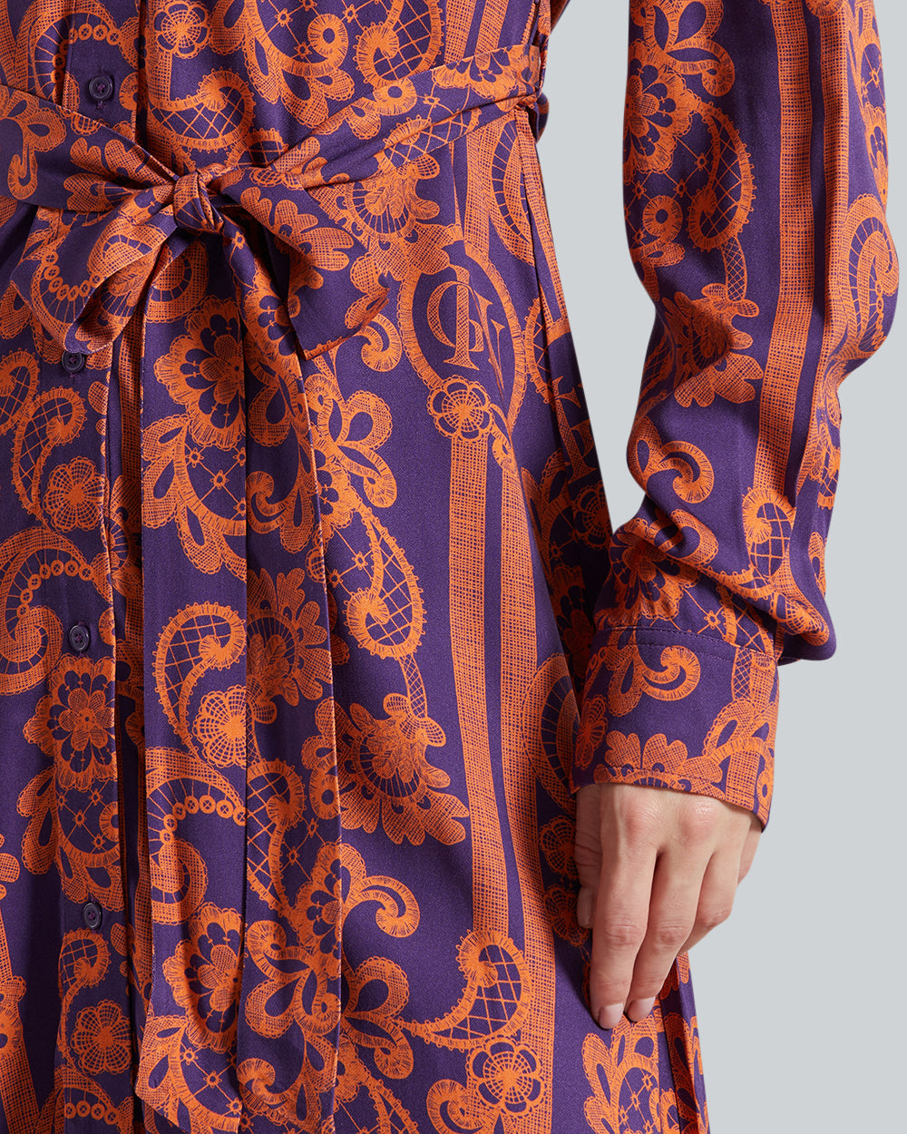 Gant Slim Lace Print Shirt Dress – Tailored Fit, Flowy Fabric Pansy Purple / 36