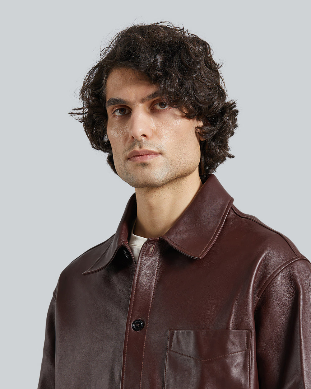 Gant Leather Shirt – Supple Lamb Leather Dark Mahogany / L