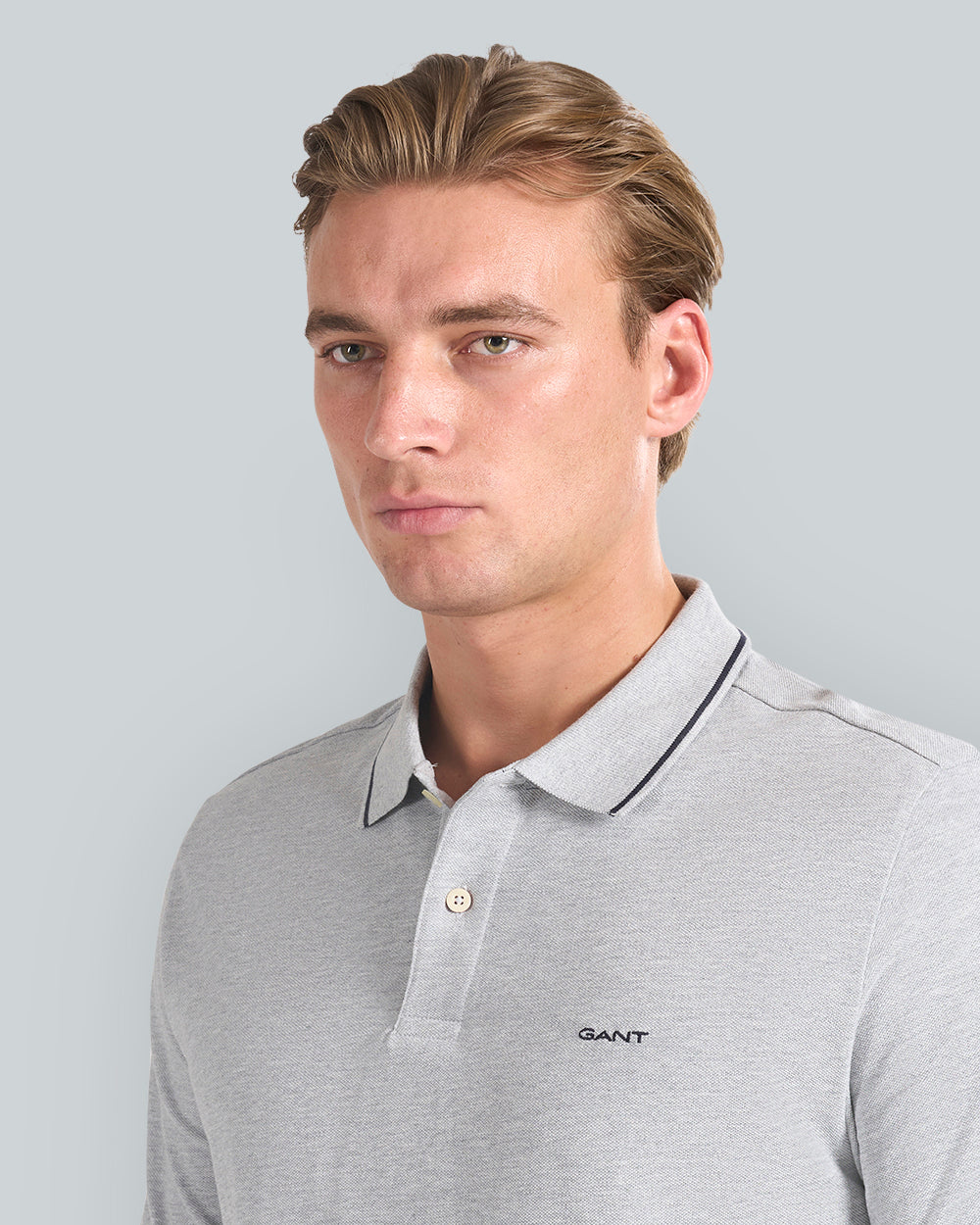 Tipped Piqué Polo Shirt Grey / L