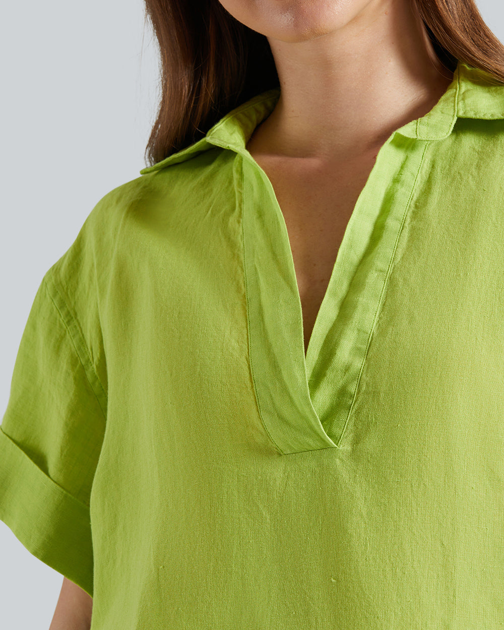 Rel Linen Popover Short Sleeve Shirt Matcha Green / 36