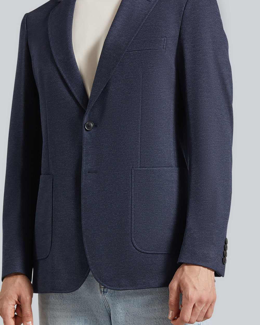 Gant Slim Two-Toned Twill Jersey Blazer – Tailored Cut, Textured Fabric Evening Blue / 50