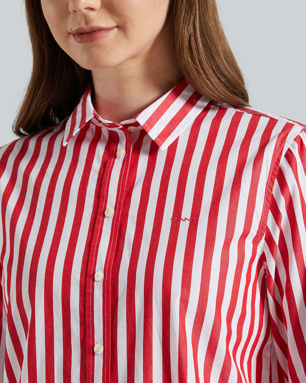 Reg Poplin Wide Striped Shirt Red / 36