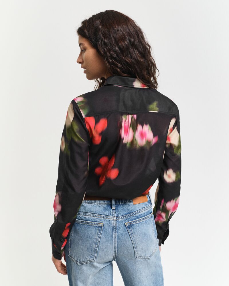 REG FLORAL CTN SILK SHIRT Black / 32