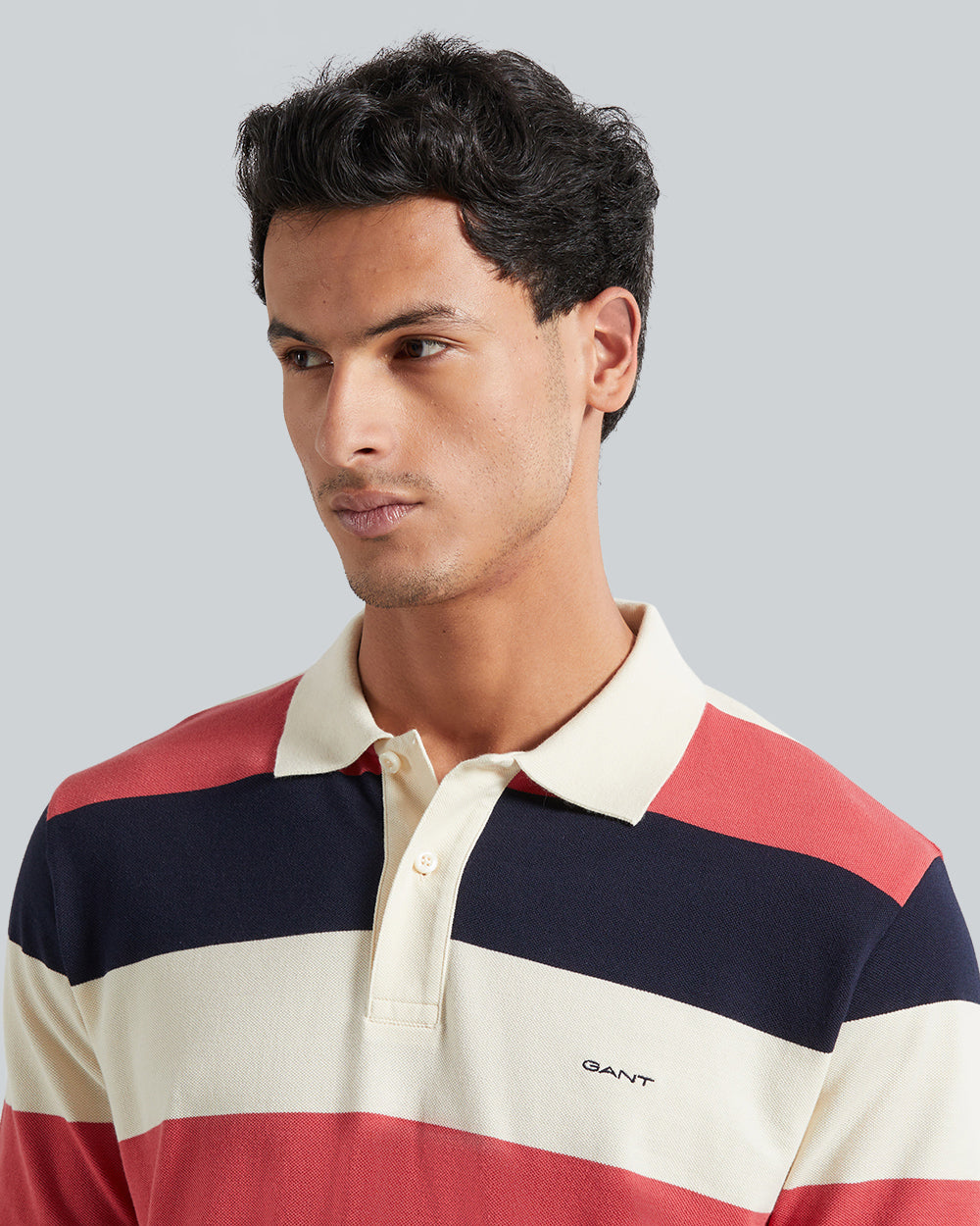 BLOCK STRIPE SS POLO Cream / L