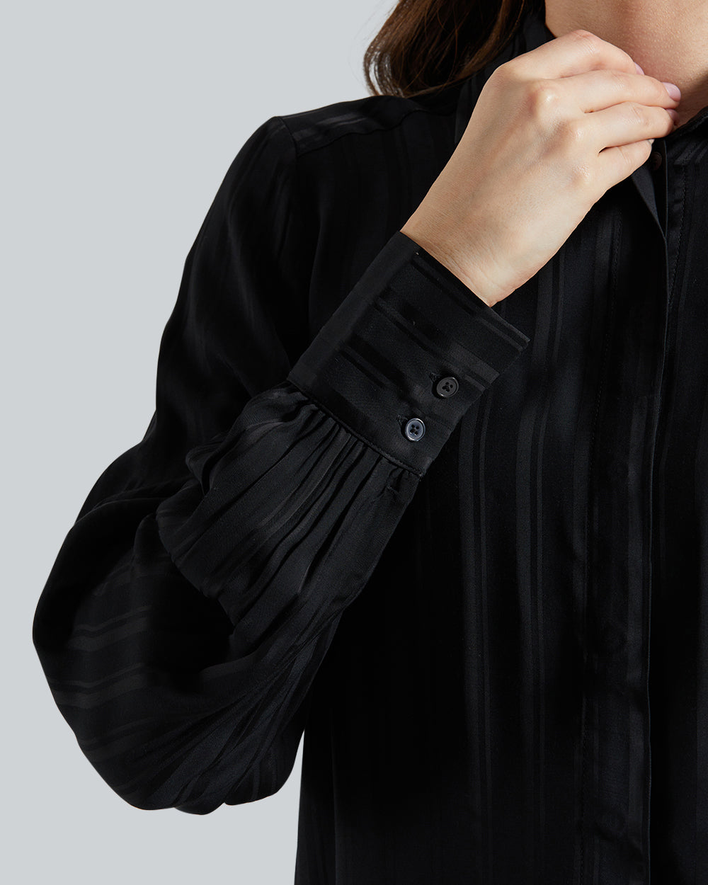 REG SATIN STRIPED SHIRT Black / 36