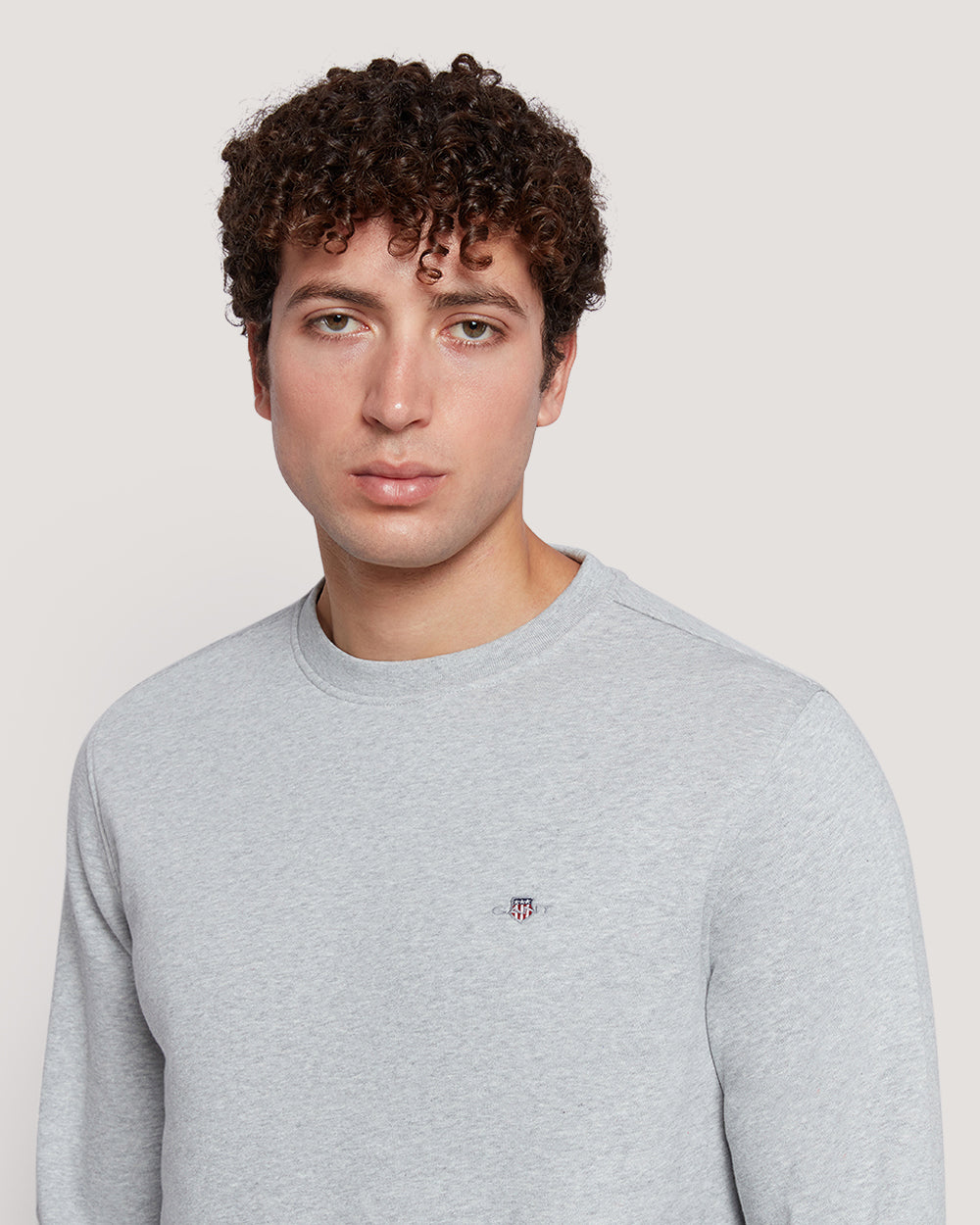 Gant Men’S Shield Logo Cotton Crewneck Sweatshirt LIGHT GREY MELANGE / M