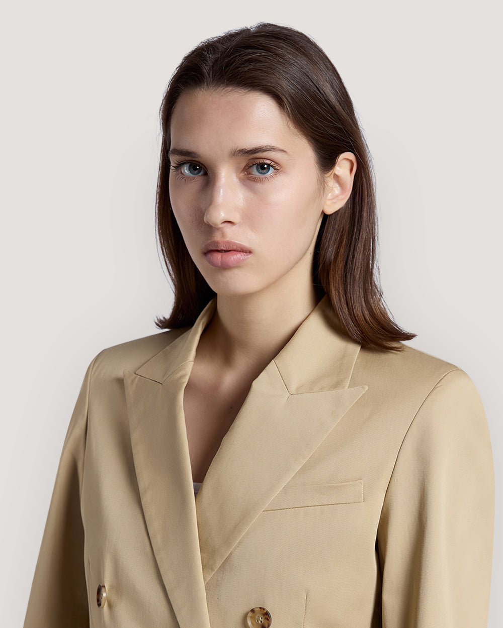 Slim Fit Cotton Blazer Beige / 36