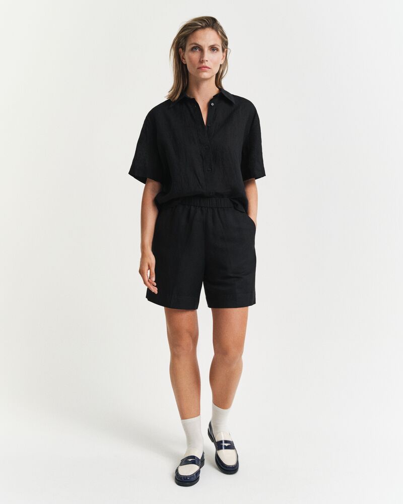 REL LINEN BLEND PULL ON SHORTS Black / 32