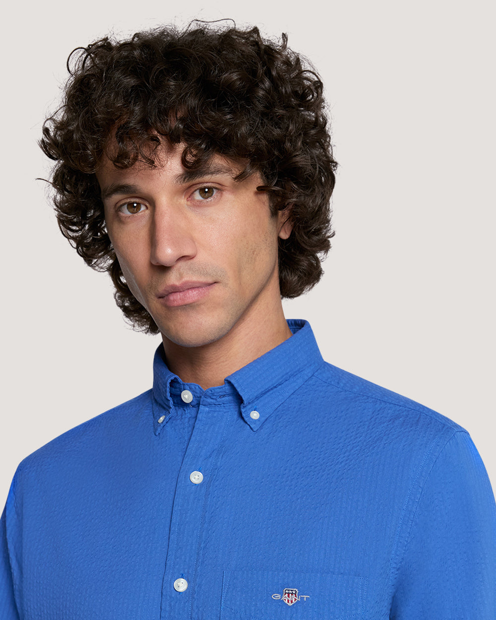 REG SOLID SEERSUCKER SHIRT Blue / M