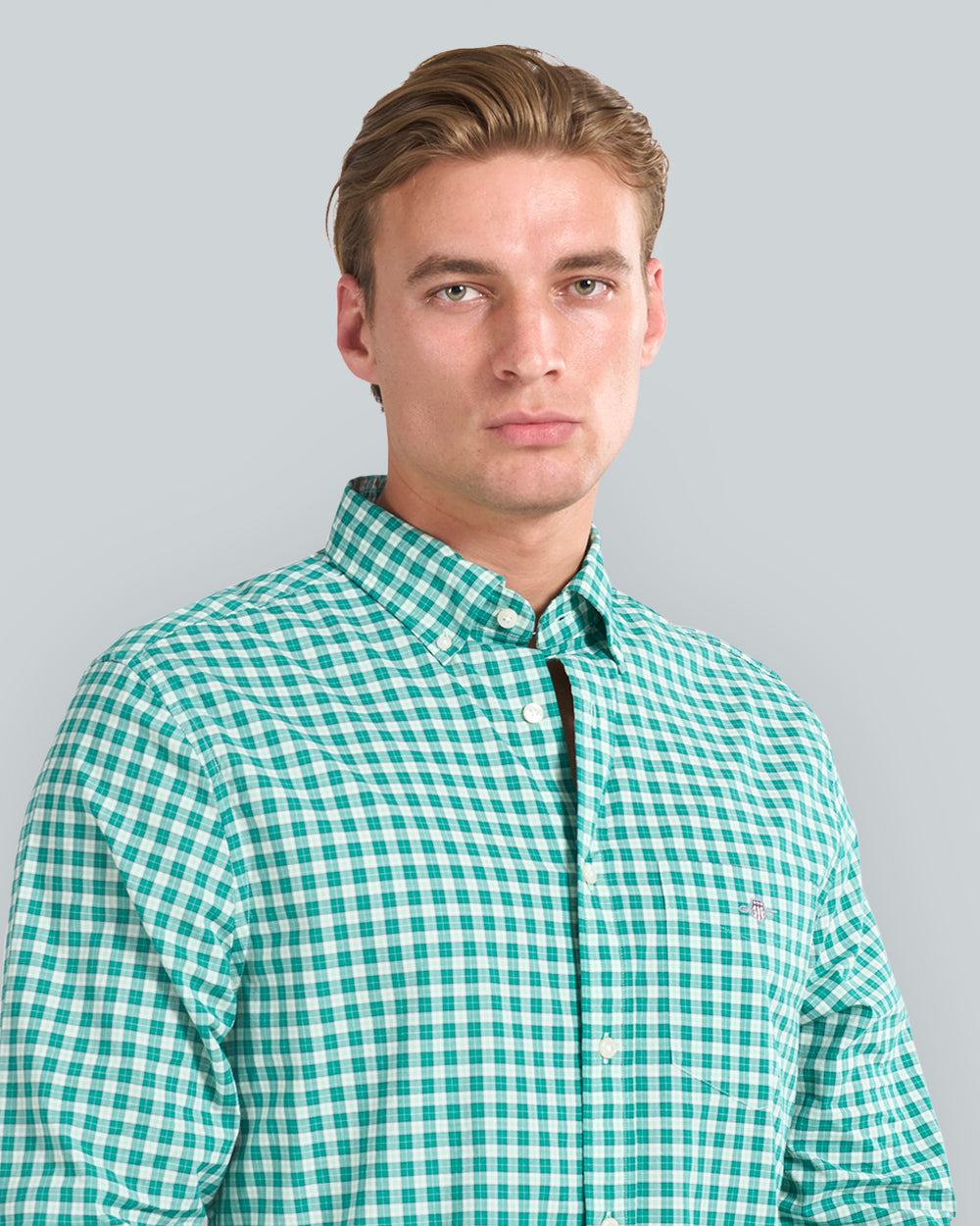 REG CLASSIC POPLIN CHECK SHIRT Green / L