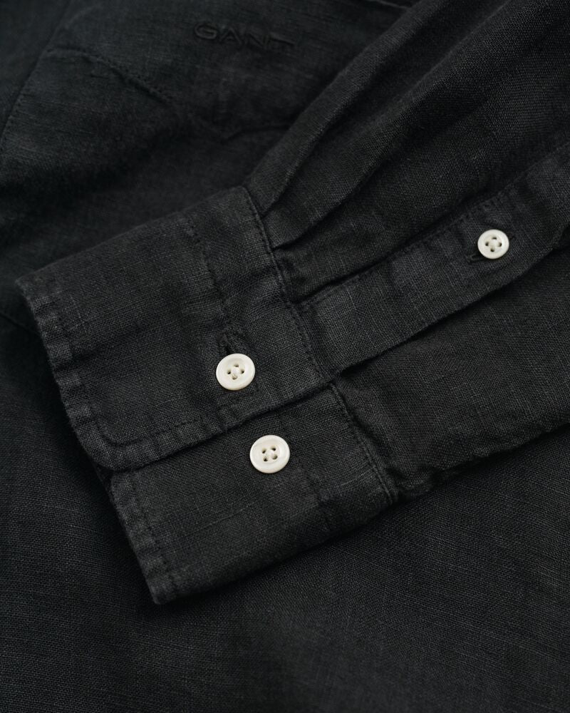 REG GMNT DYED LINEN SHIRT Black / S
