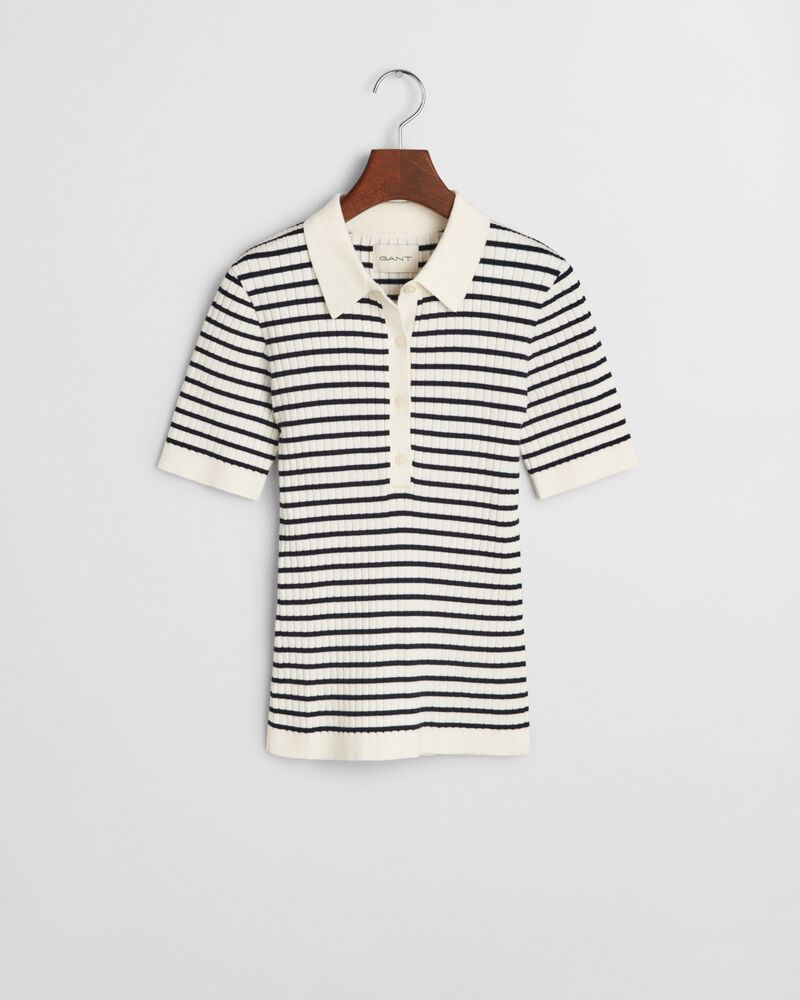 Striped Rib Knit Short Sleeve Rugger Blue / S