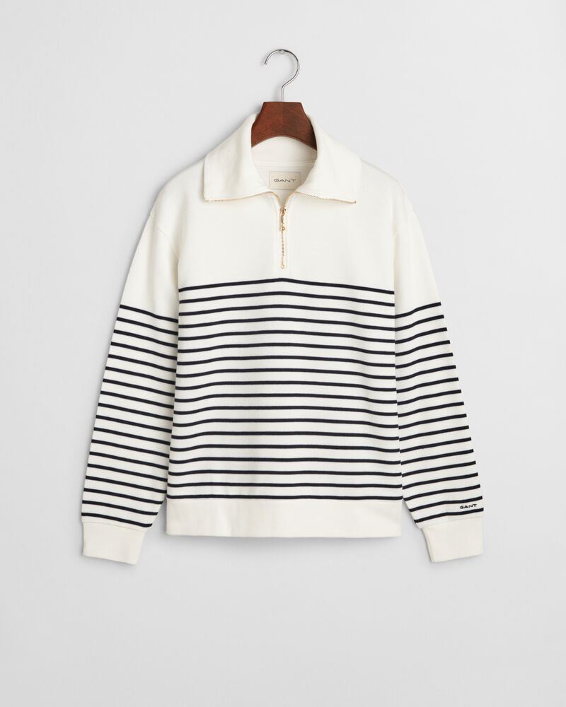 Ribbed Breton Half-Zip Sweatshirt White / S