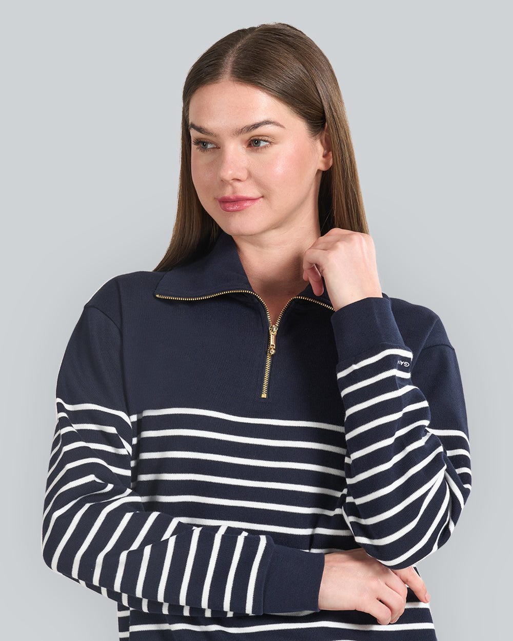 Ribbed Breton Half-Zip Sweatshirt Blue / S