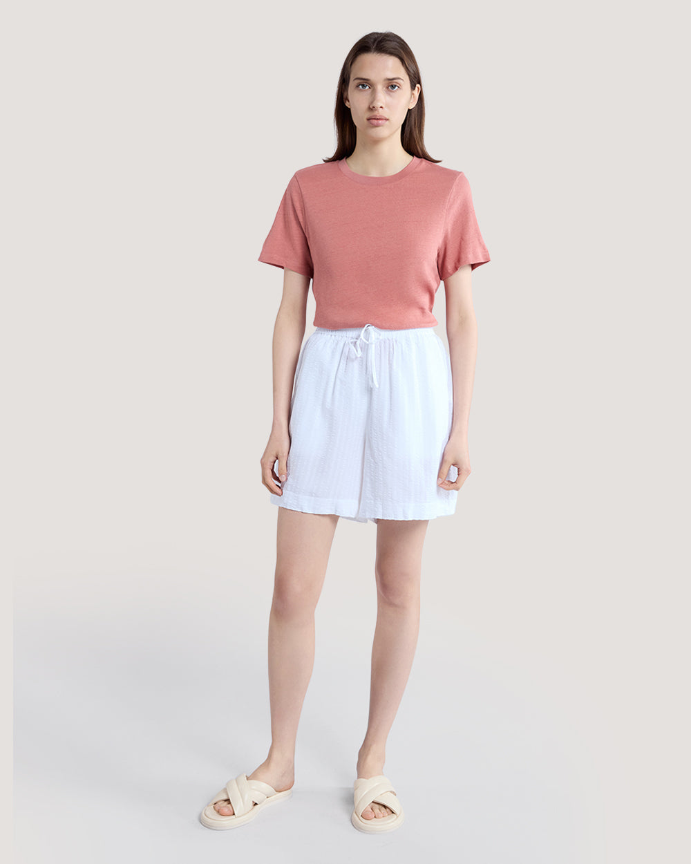 Tonal Striped Seersucker Shorts White / 36