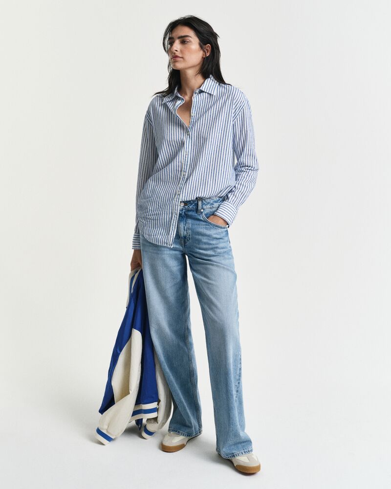 Relaxed Fit Striped Textured Shirt Blue / 32