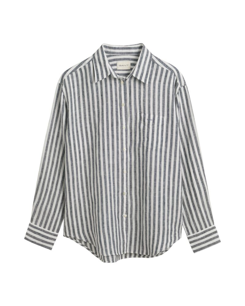 REL STRIPED LINEN SHIRT Black / 32