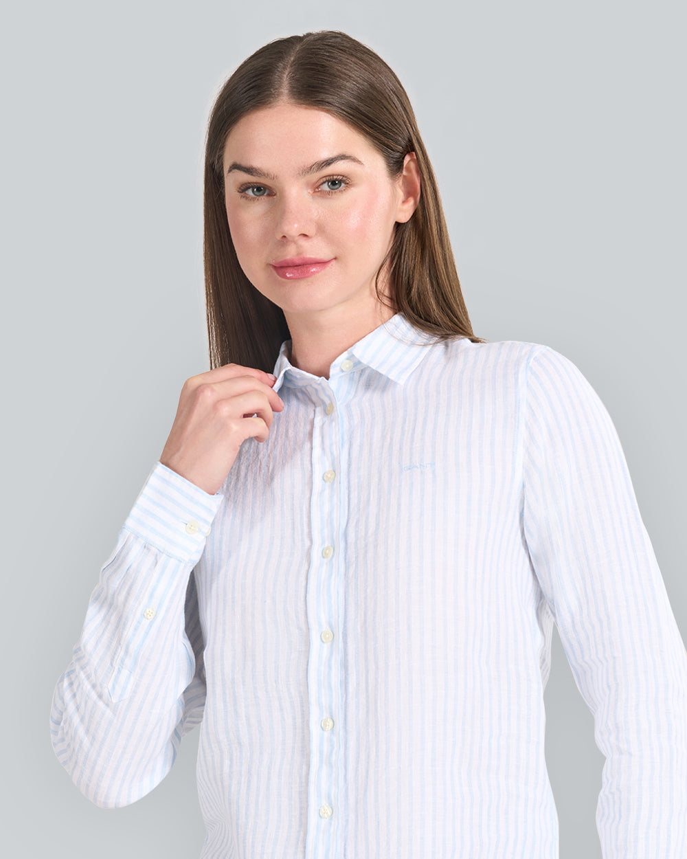 Regular Fit Striped Linen Shirt Blue / 34