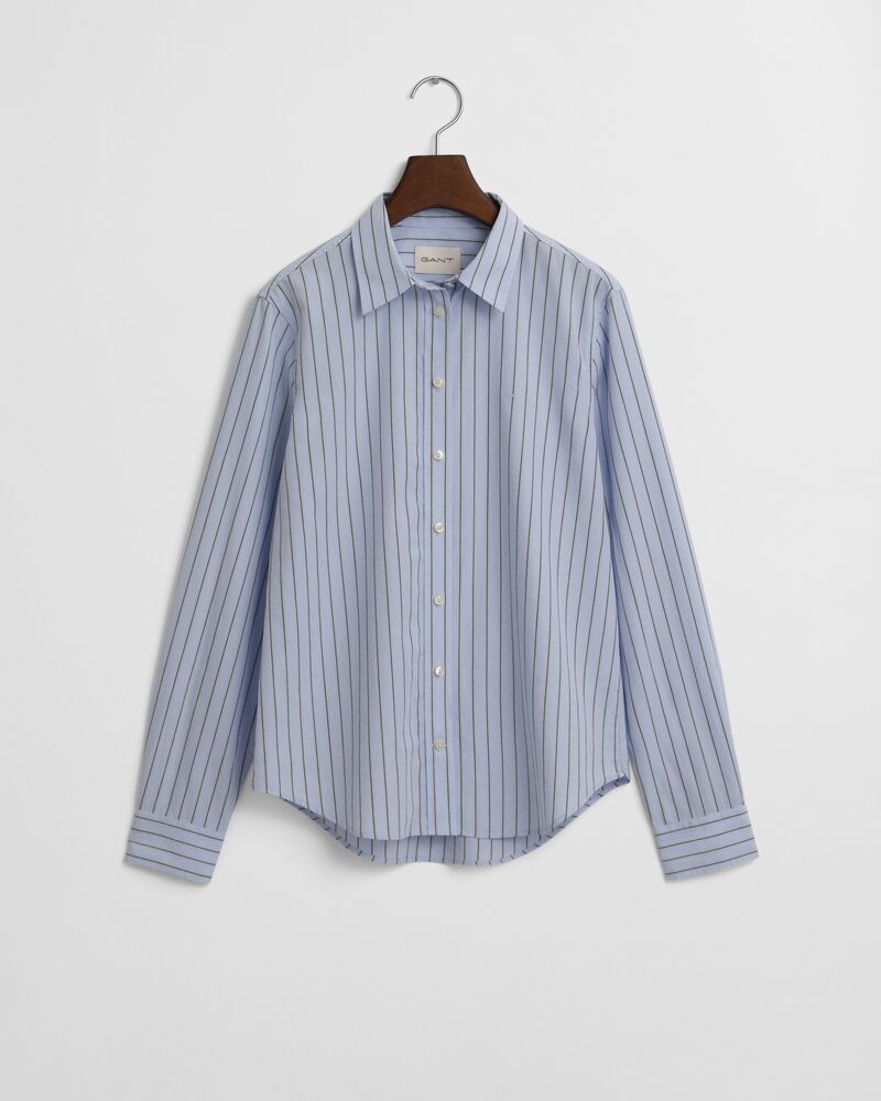 Regular Fit Thin Striped Poplin Shirt Blue / 34