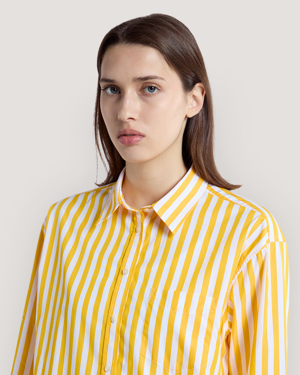 Relaxed Fit Classic Striped Poplin Shirt Yellow / 36