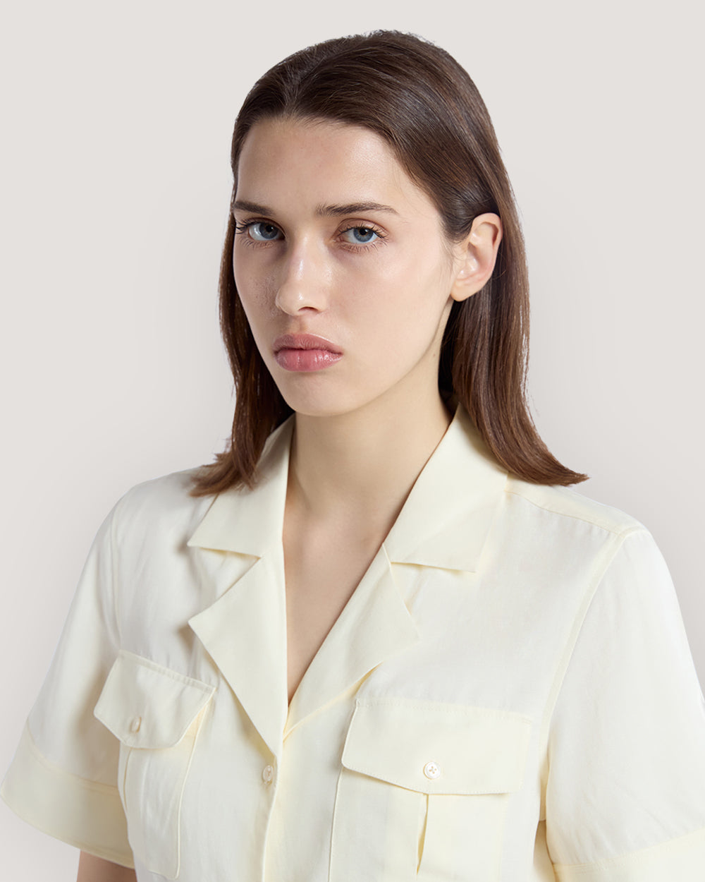 Regular Fit Pocket Dress Cream / 36