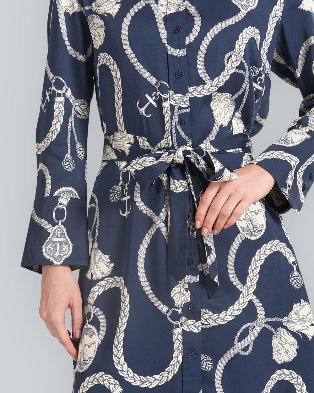 Sailing Print Shirt Dress Blue / 32