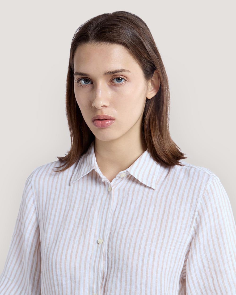 Striped Linen Shirt Dress Dry Sand / 36