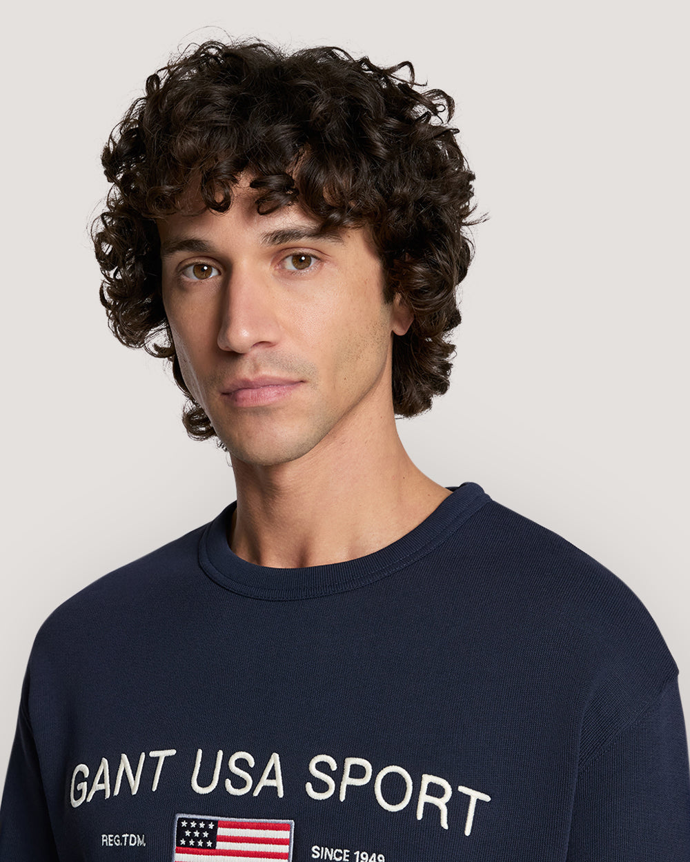 Graphic Crew Neck Sweatshirt Blue / M