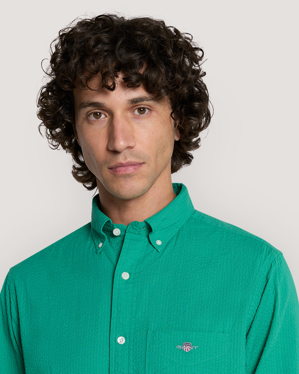 REG SOLID SEERSUCKER SHIRT Green / M