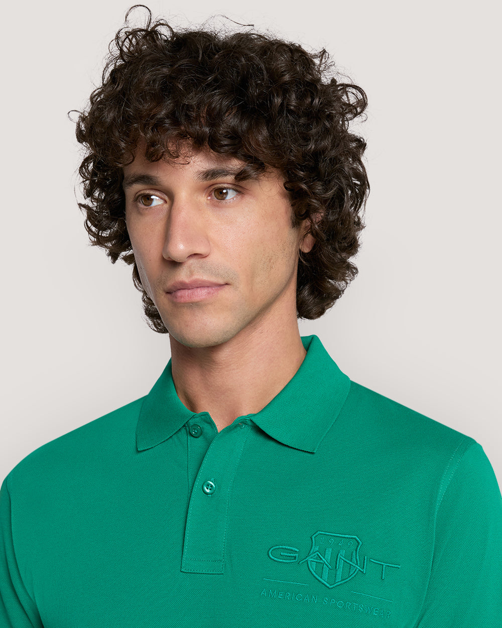 Tonal Shield Polo Shirt Green / M