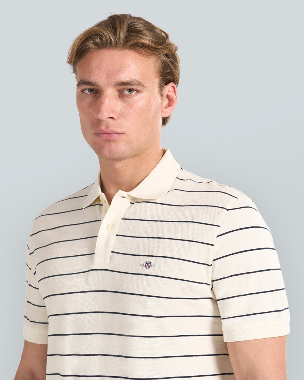 STRIPED SS POLO Cream / L