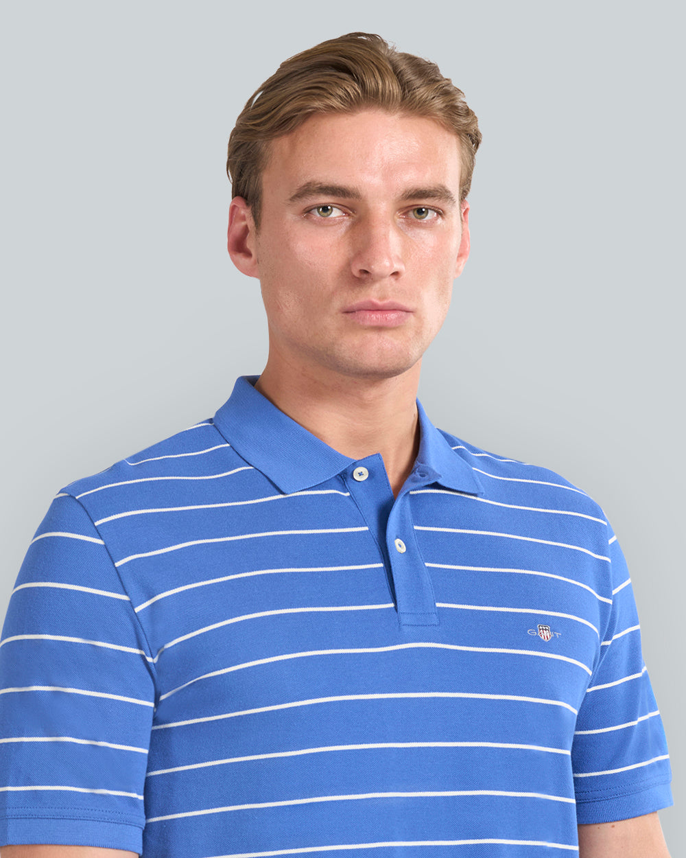 STRIPED SS POLO Blue / L