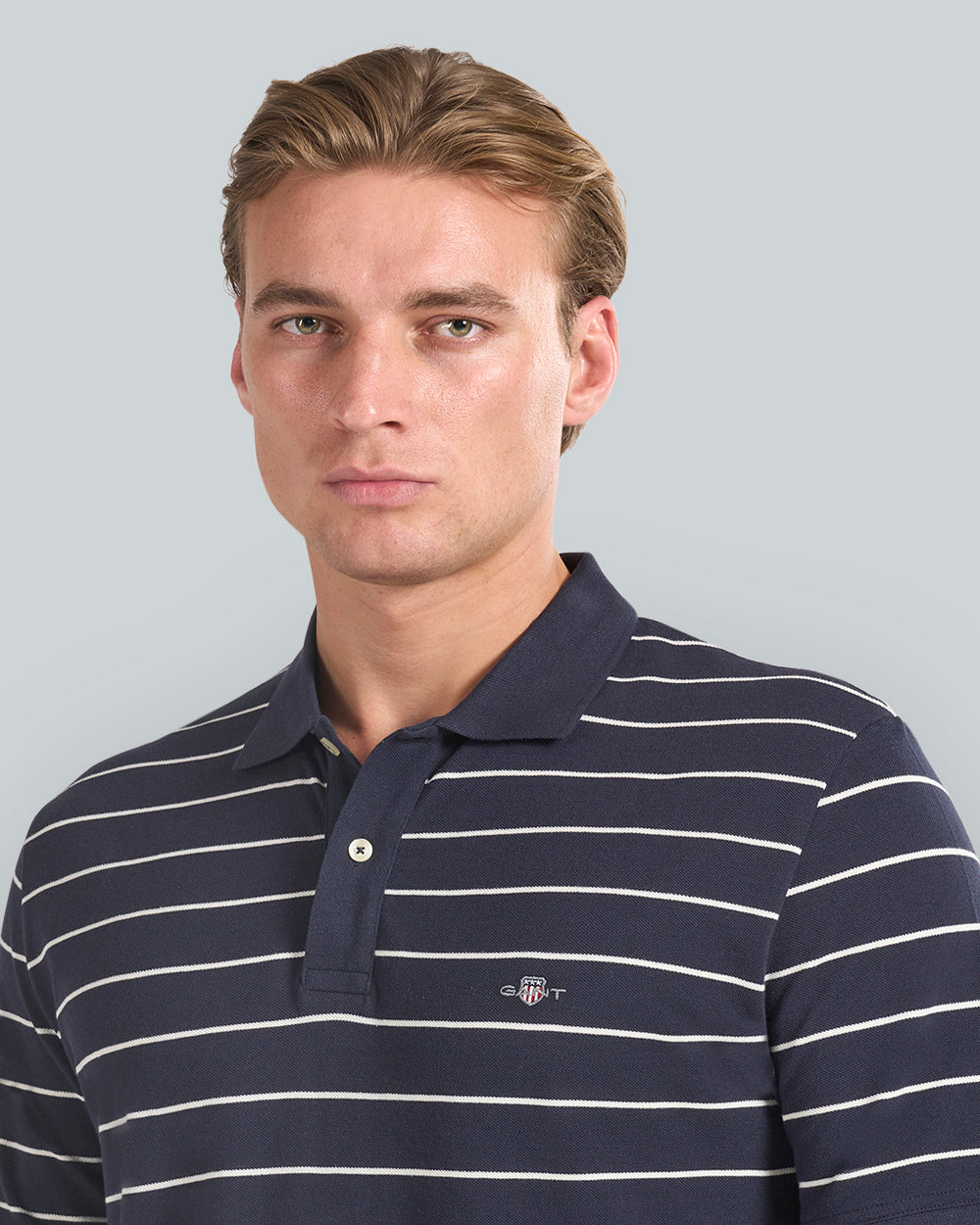 STRIPED SS POLO Blue / L