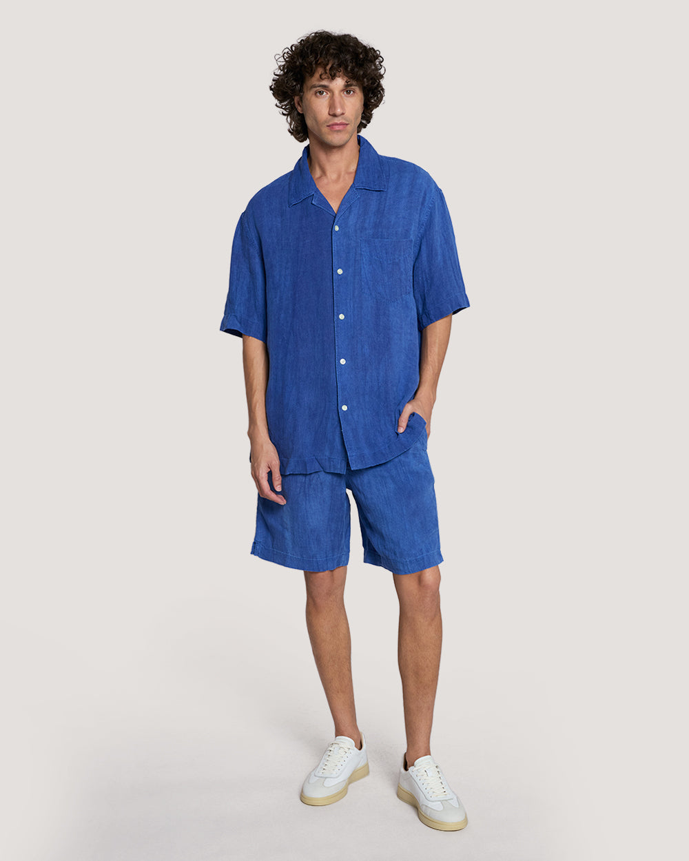 Relaxed Fit Linen Resort Shorts Blue / 33