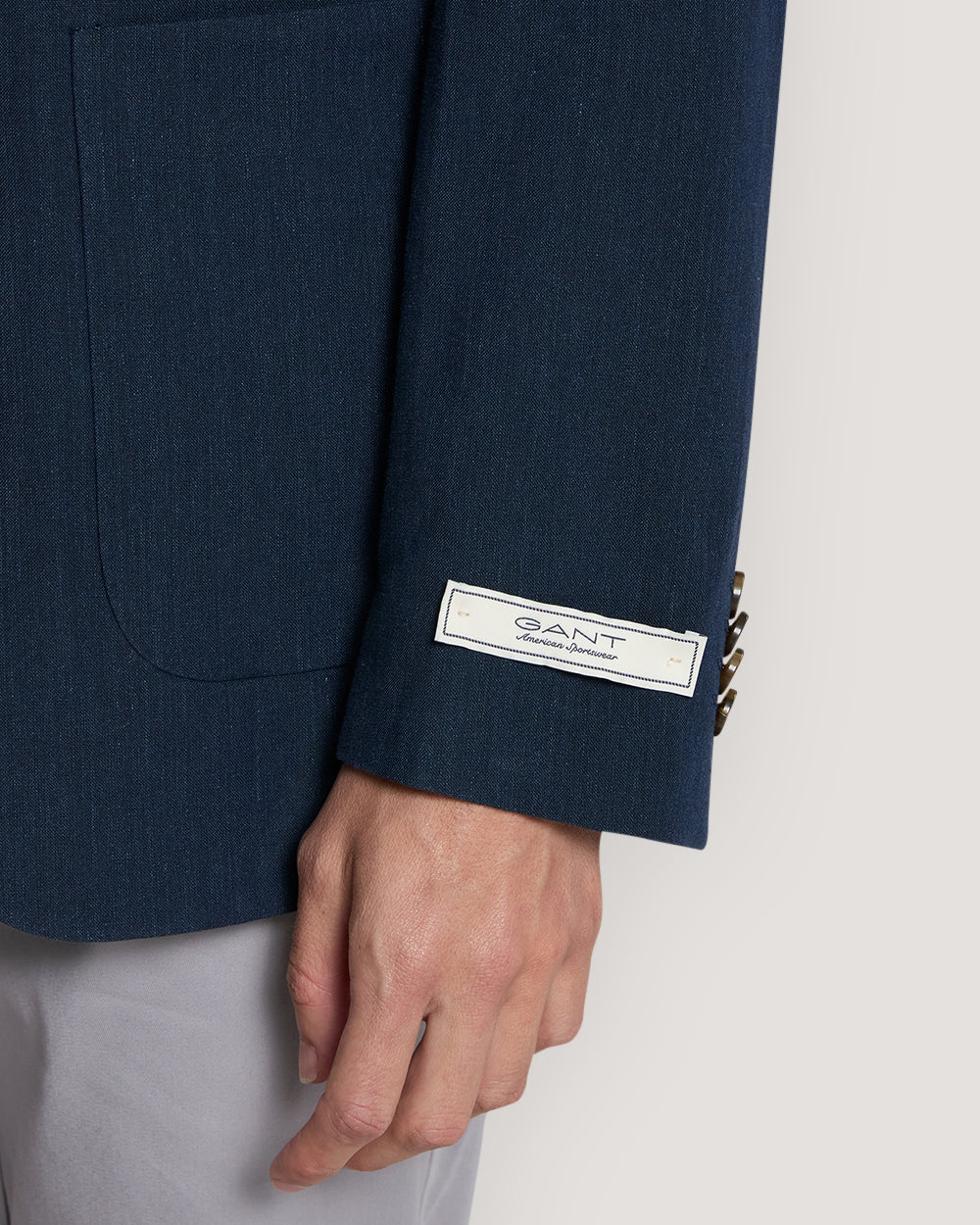 Slim Fit Cotton Linen Suit Jacket Blue / 50