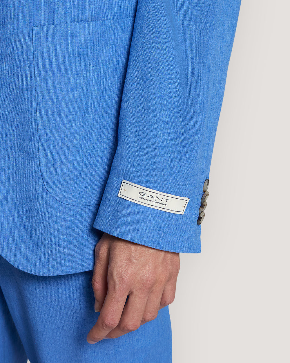 Slim Fit Cotton Linen Suit Jacket Salty Sea / 50