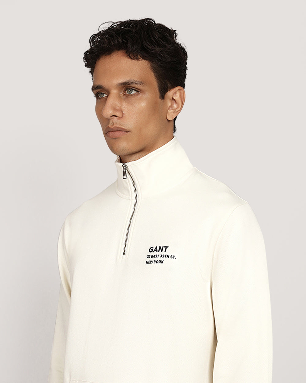 Gant Small Graphic Half Zip Sweat - White CREAM / M