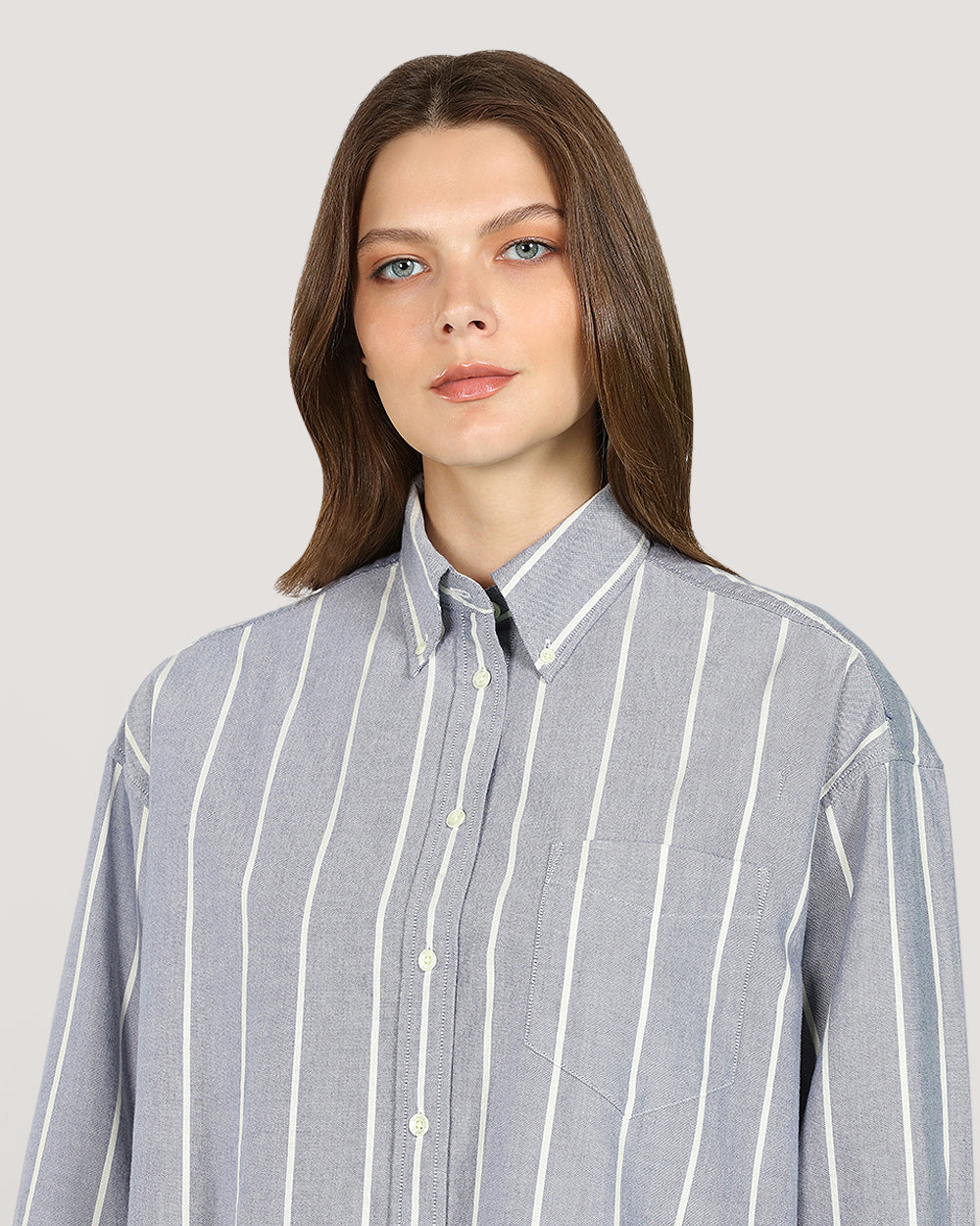 Gant Womenswear Striped Classic Oxford Shirt EVENING BLUE / 32