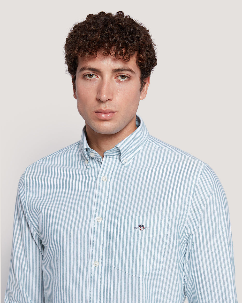 Gant Men’S Regular Fit Striped Oxford Cotton Shirt DEEP FOREST GREEN / M
