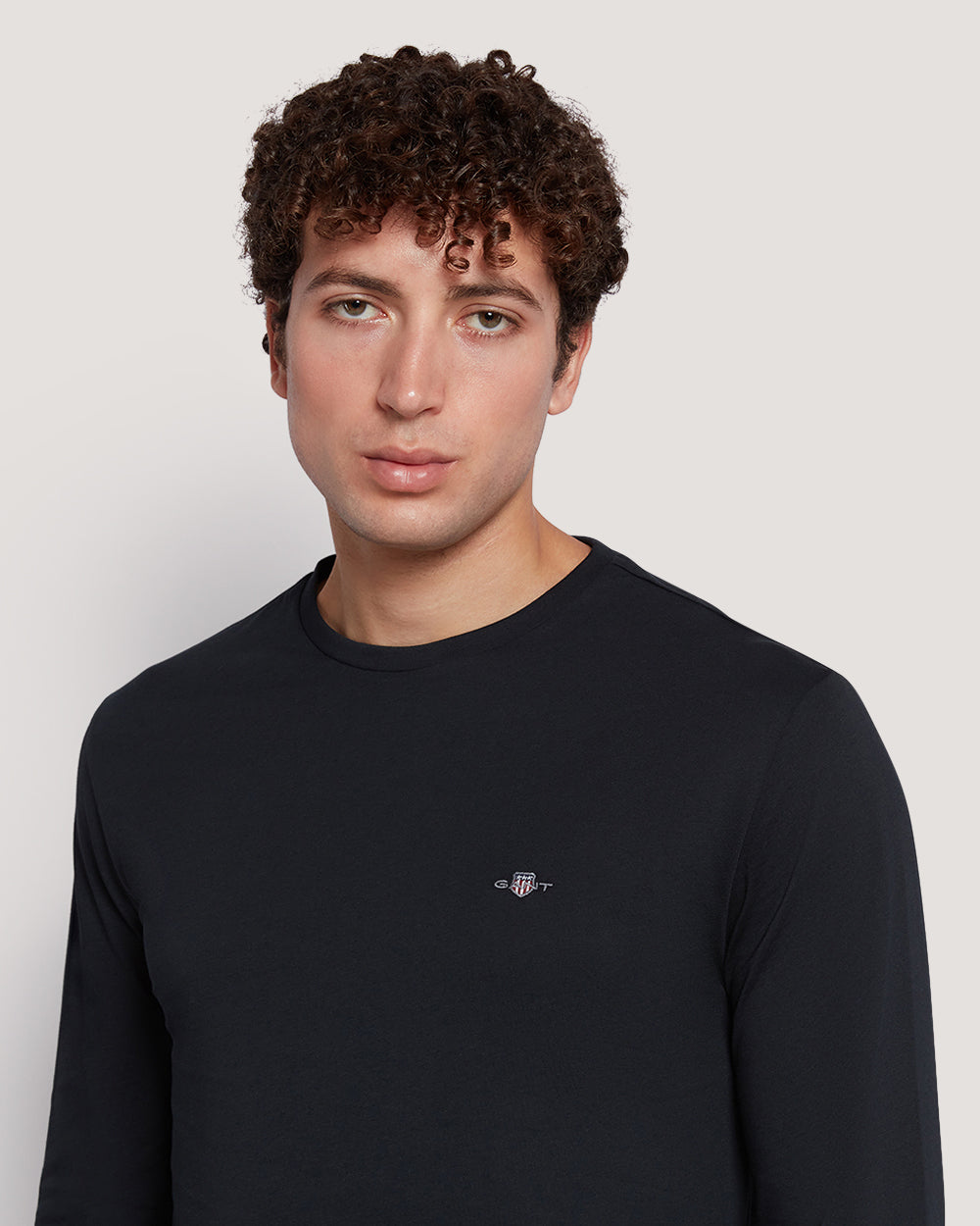 Gant Men’S Long Sleeve Cotton T-Shirt With Shield Logo BLACK / M
