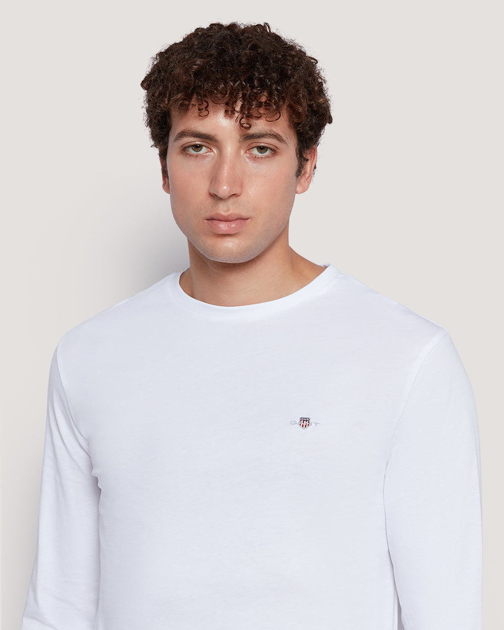 Gant Men’S Long Sleeve Cotton T-Shirt With Shield Logo WHITE / M