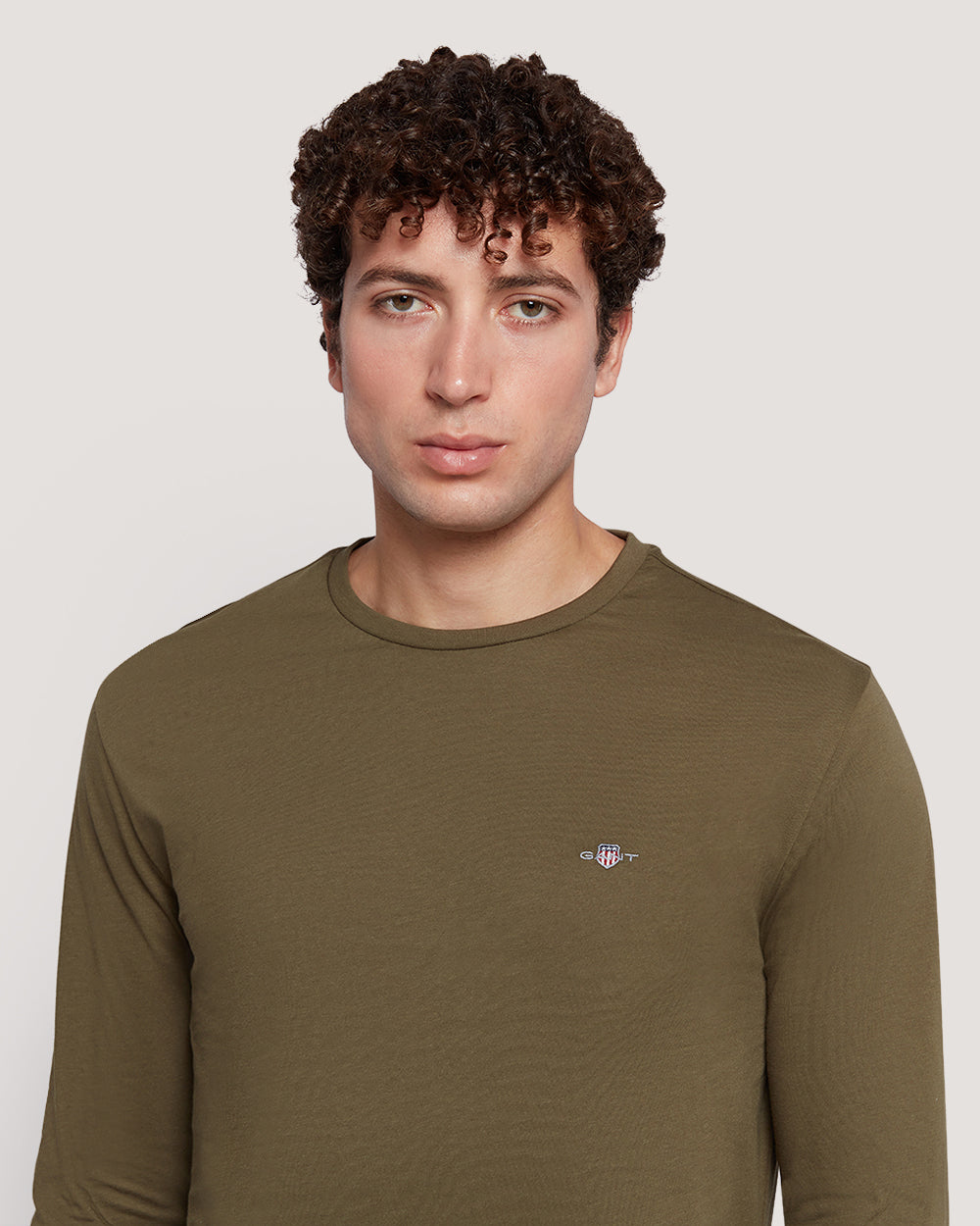 Gant Men’S Long Sleeve Cotton T-Shirt With Shield Logo JUNIPER GREEN / M