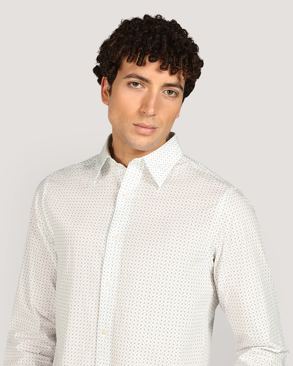 Gant Regular Micro Prt Shirt For Men EGGSHELL / M