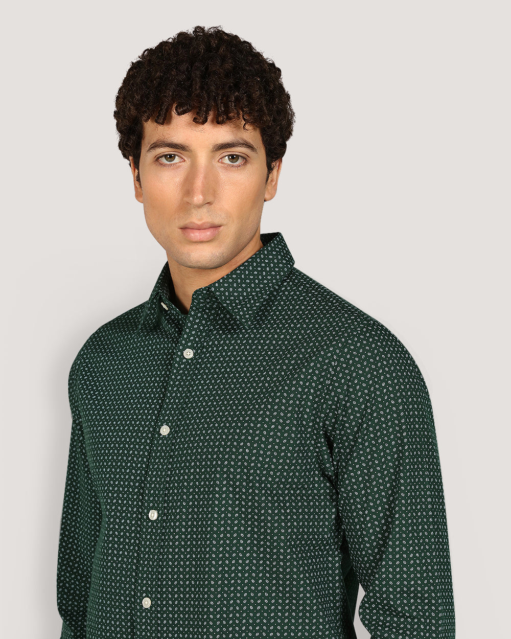 Gant Regular Micro Prt Shirt For Men TARTAN GREEN / M